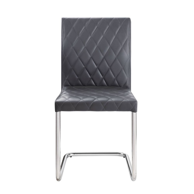 Ansonia – Side Chair (Set of 2) – Gray PU & Chrome