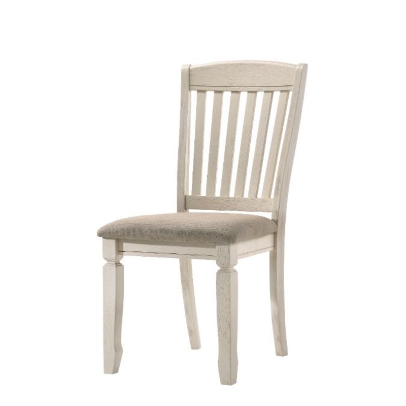 Fedele – Side Chair (Set of 2) – Tan Fabric & Cream Finish