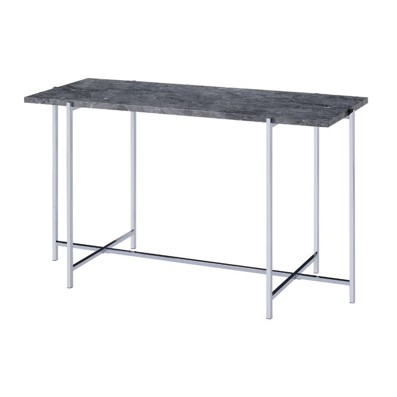 Adelae – Accent Table – Faux Marble & Chrome