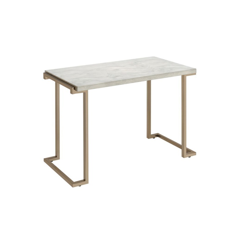 Boice II – Accent Table – Faux Marble & Champagne