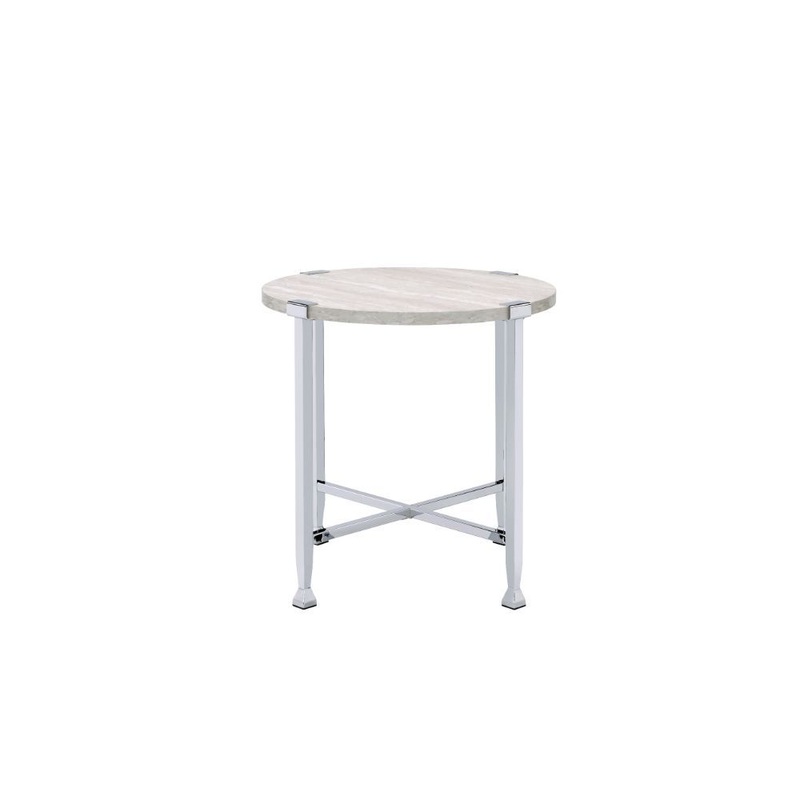 Brecon – End Table – White Oak & Chrome