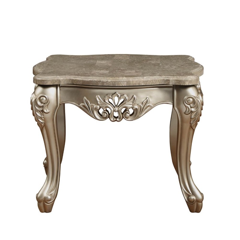 Ranita – End Table – Marble & Champagne