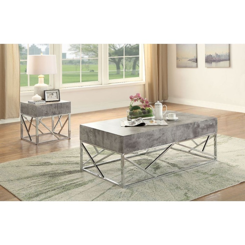 Burgo – End Table – Faux Marble & Chrome