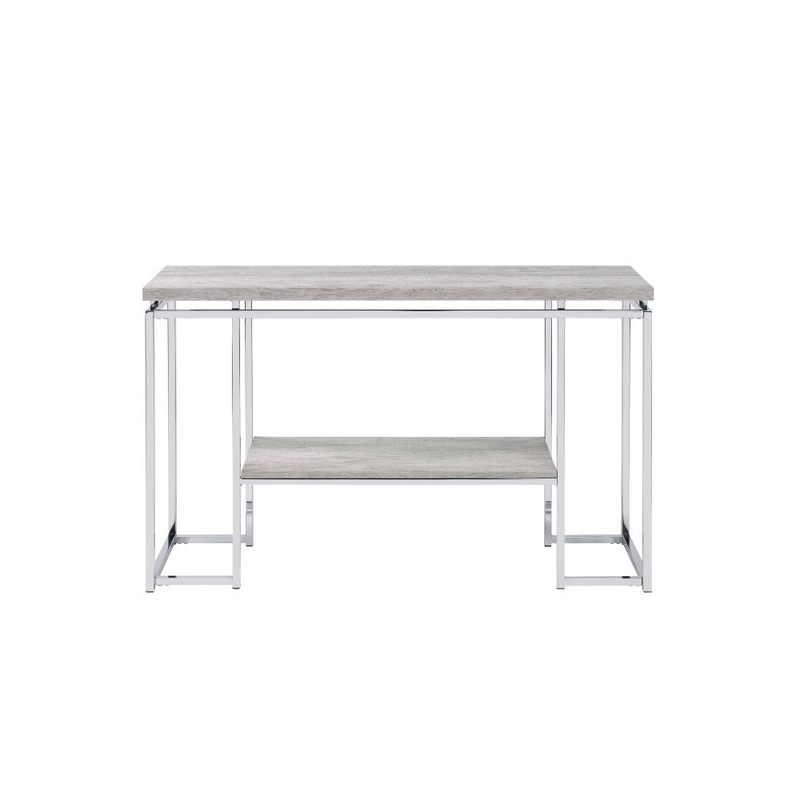 Chafik – Accent Table – Natural Oak & Chrome
