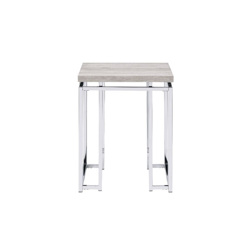 Chafik – End Table – Natural Oak & Chrome