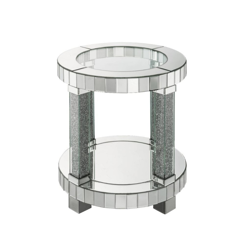 Fafia – End Table – Mirrored & Faux Gems