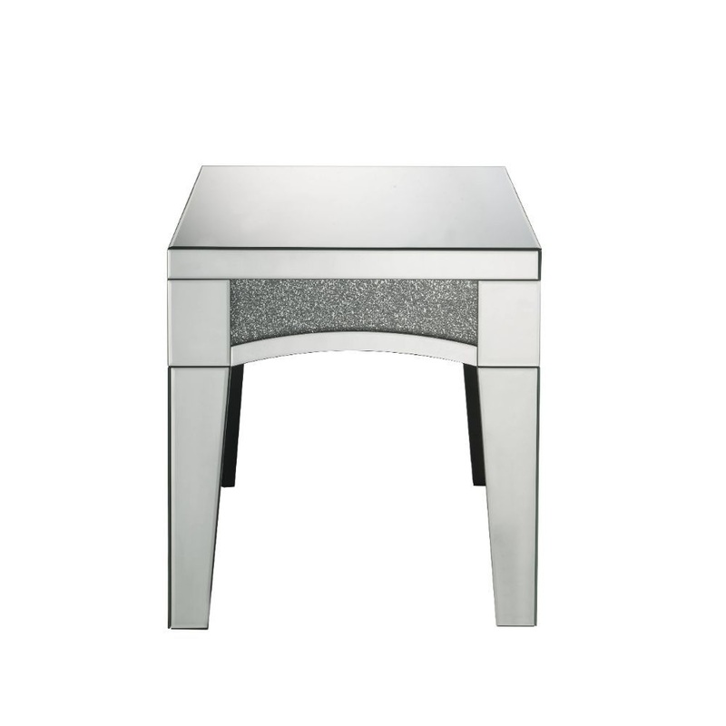 Nowles – End Table – Mirrored & Faux Stones