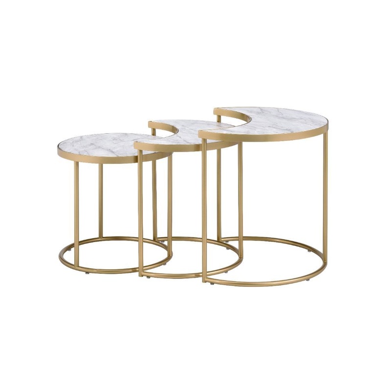Anpay Coffee Table – Faux Marble & Gold