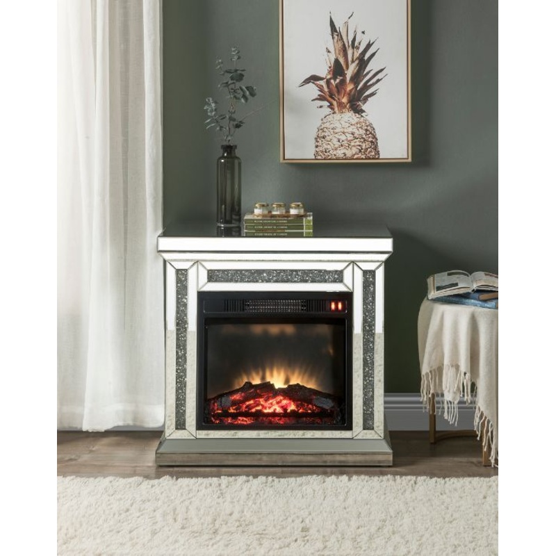 Noralie – Fireplace – Mirrored & Faux Diamonds – 29″