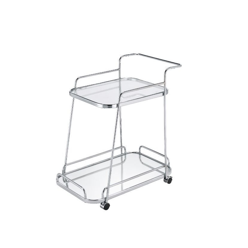 Aegis – Serving Cart – Clear Glass & Chrome Finish