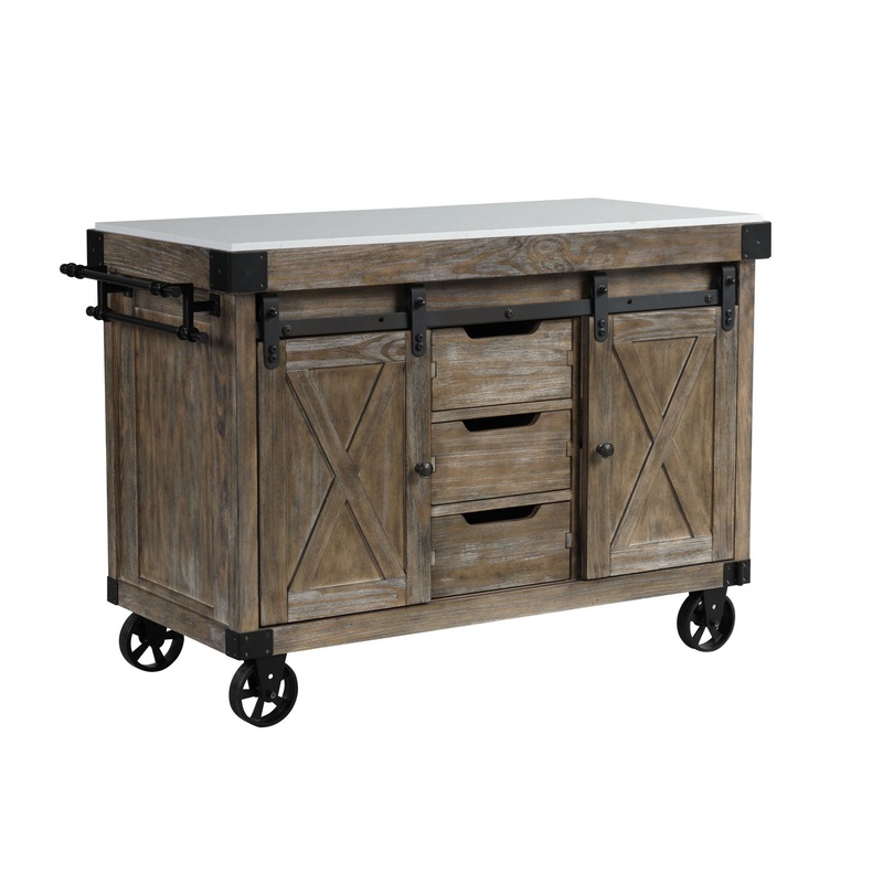 Alforvott – Serving Cart – Marble & Weathered Gray Finish