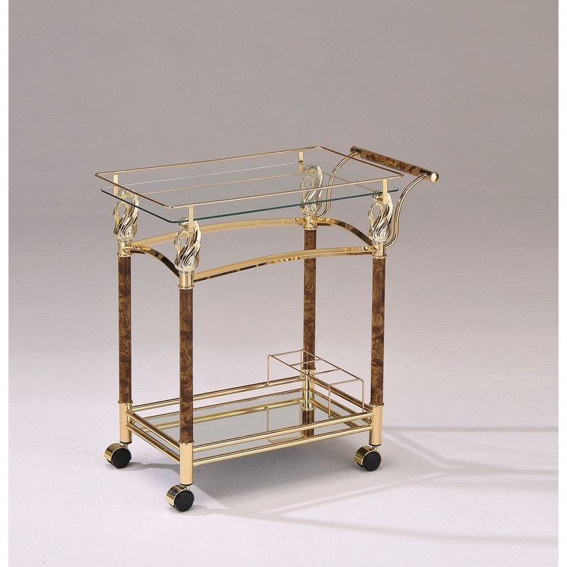 Helmut – Serving Cart – Gold Plated & Clear Glass – Tempered
