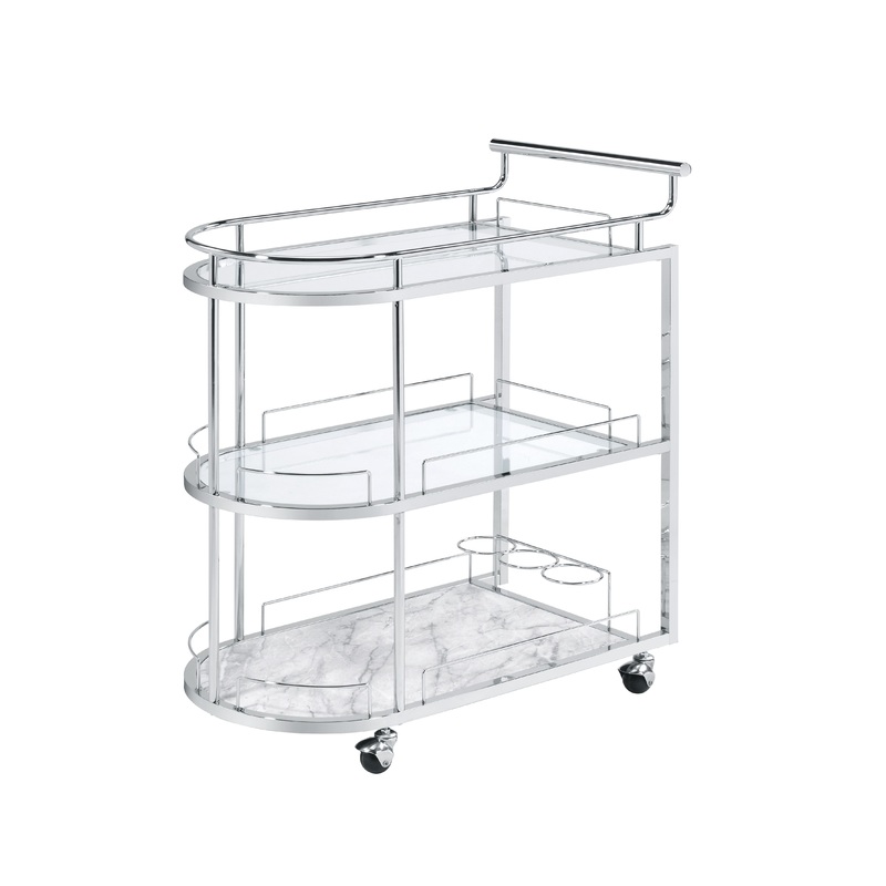 Inyo – Serving Cart – Clear Glass & Chrome Finish