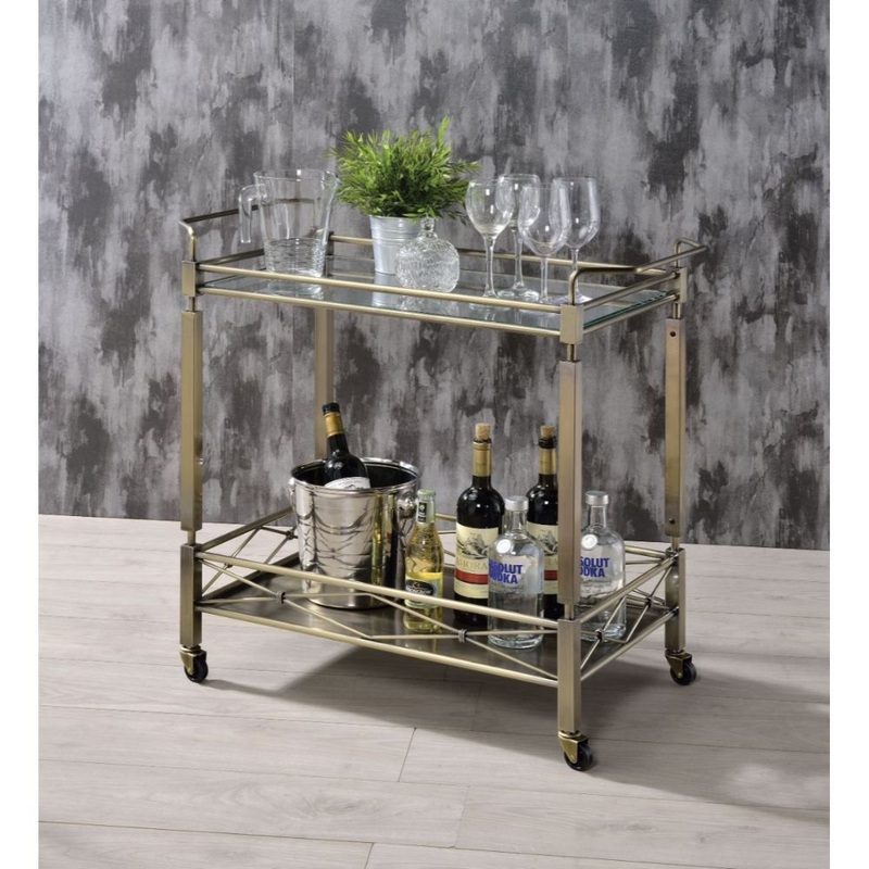Matiesen – Serving Cart – Antique Gold & Clear Glass