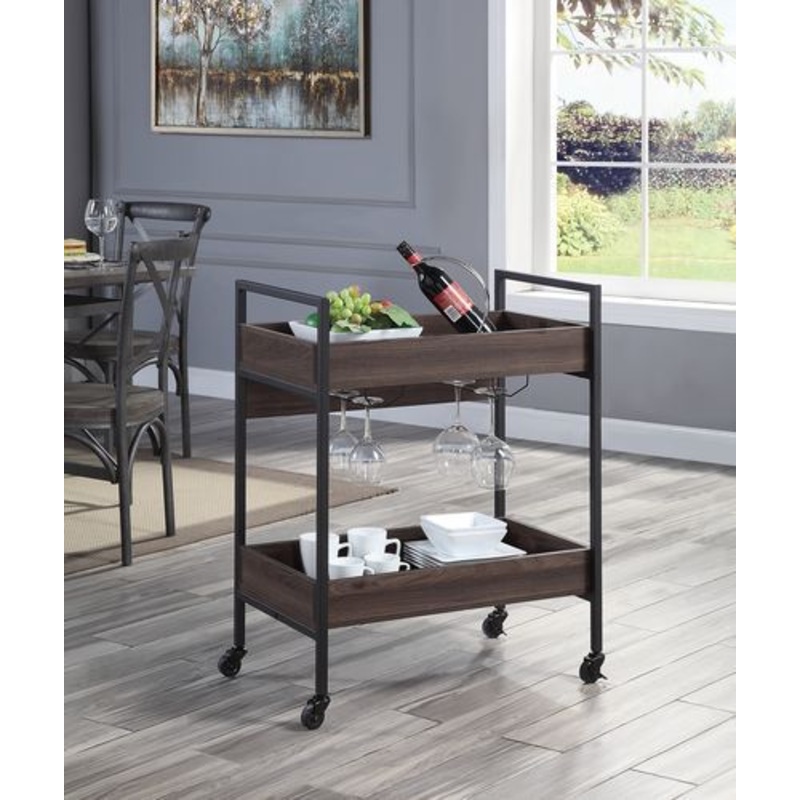 Jerrick – Kitchen Island – Walnut & Black Finish