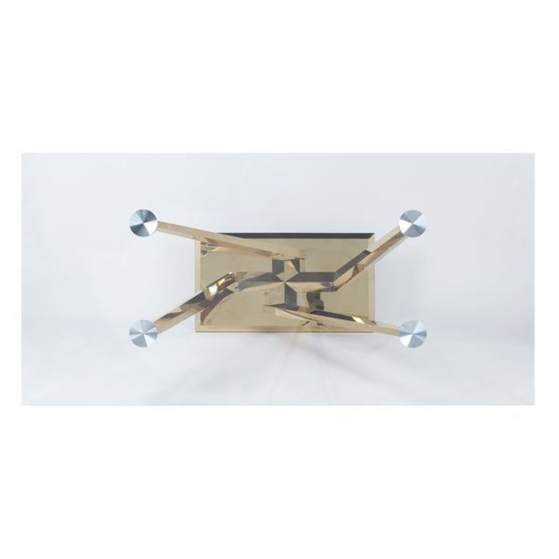 Barnard – Dining Table – Clear Glass & Mirrored Gold Finish