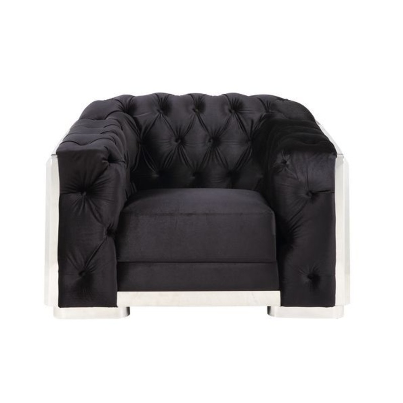 Pyroden – Chair – Black Velvet & Chrome Finish