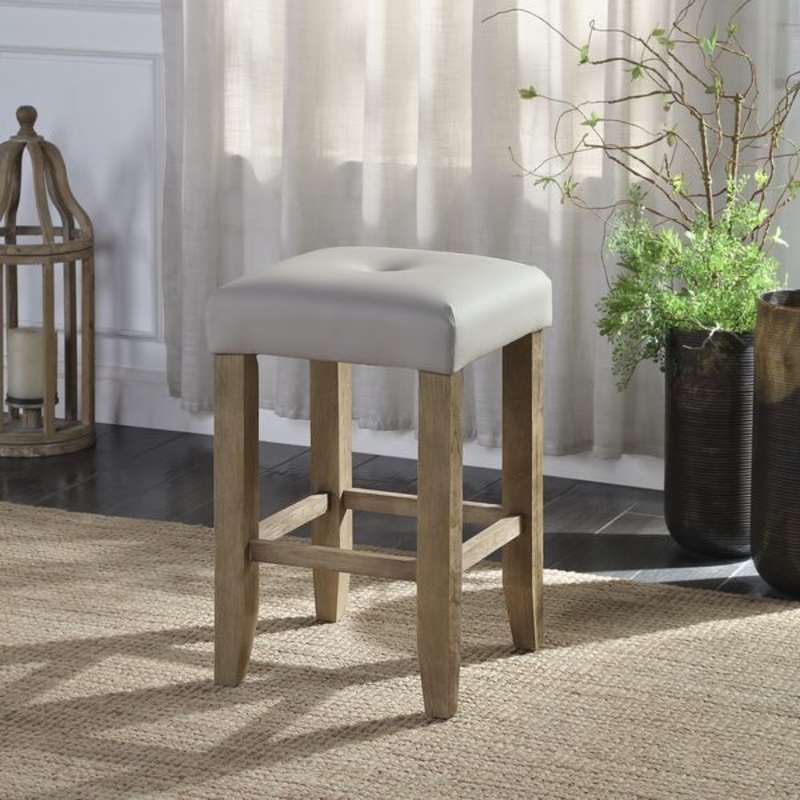 Charnell – Counter Height Chair (Set of 2) – Gary PU & Oak Finish
