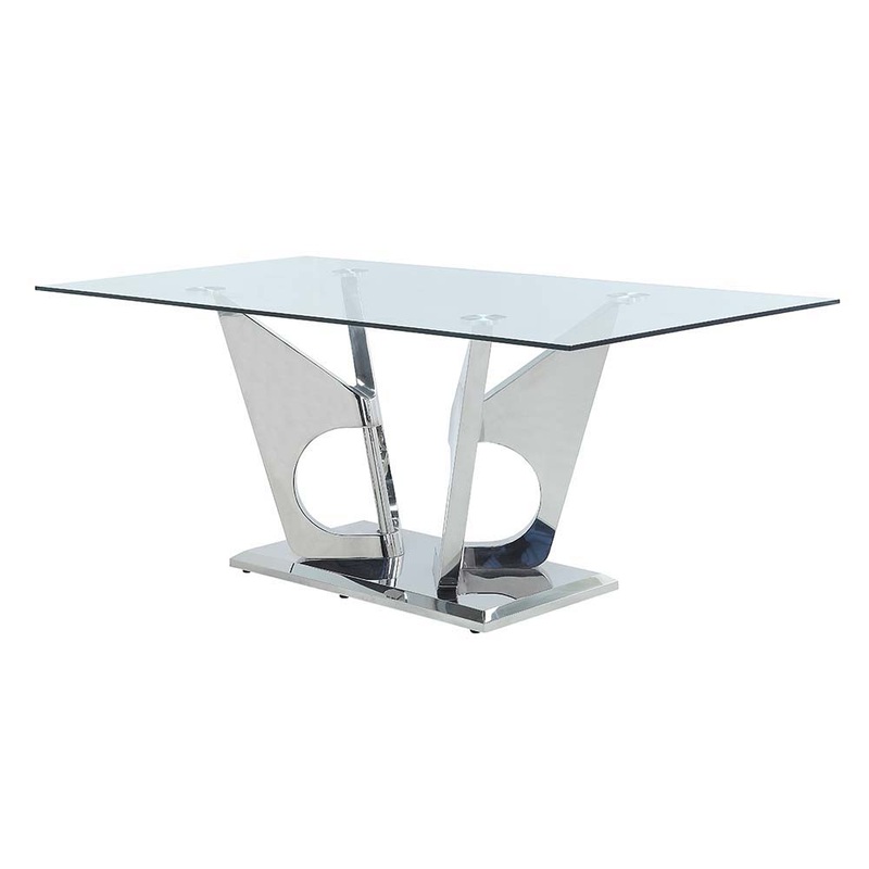 Azriel – Dining Table – Clear Glass & Mirrored Silver Finish
