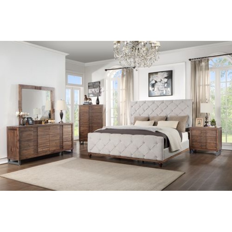 Andria – Upholstered Bed Reclaimed Oak