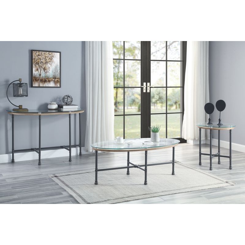 Brantley – End Table – Clear Glass & Sandy Gray Finish
