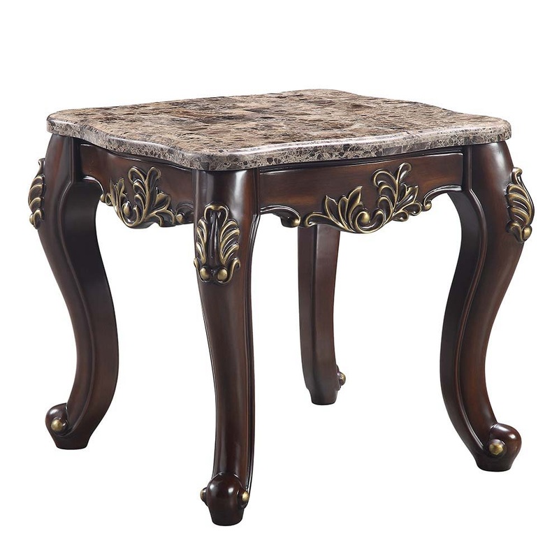 Ragnar – End Table – Marble Top & Cherry Finish