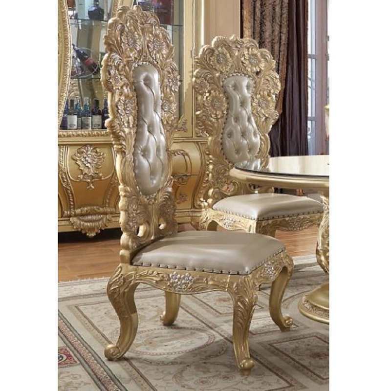 Cabriole – Side Chair (Set of 2) – Light Gold PU & Gold Finish