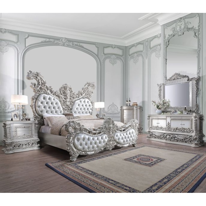 Valkyrie – Nightstand – PU, Light Gold & Gray Finish