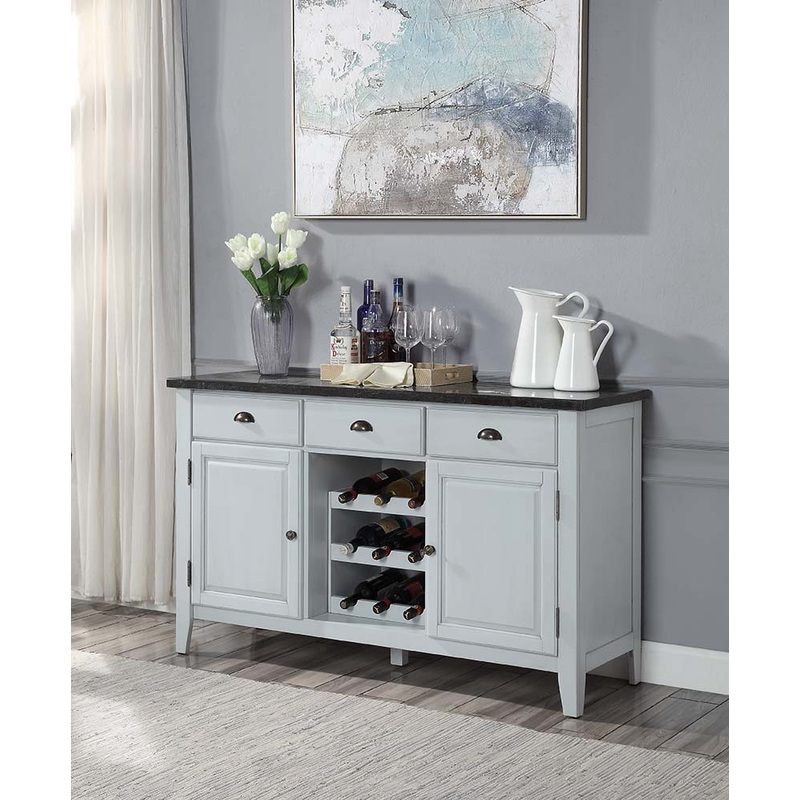 Lanton – Server – Marble & Antique White Finish