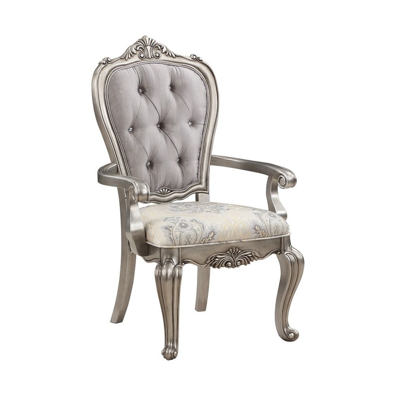 Ariadne – Arm Chair (Set of 2) – Velvet & Antique Platinum