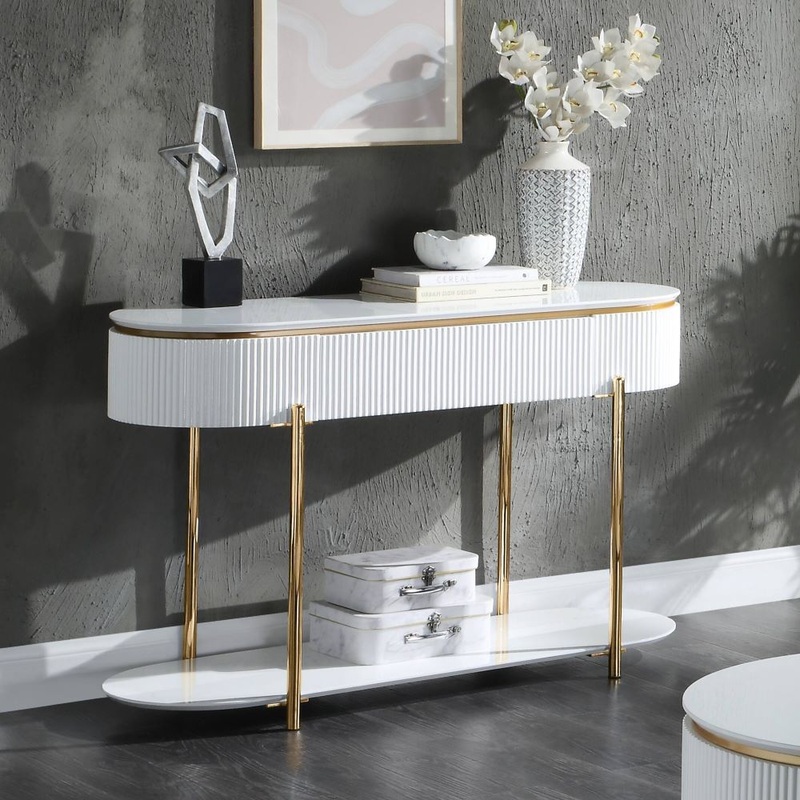 Daveigh – Sofa Table – White High & Gold