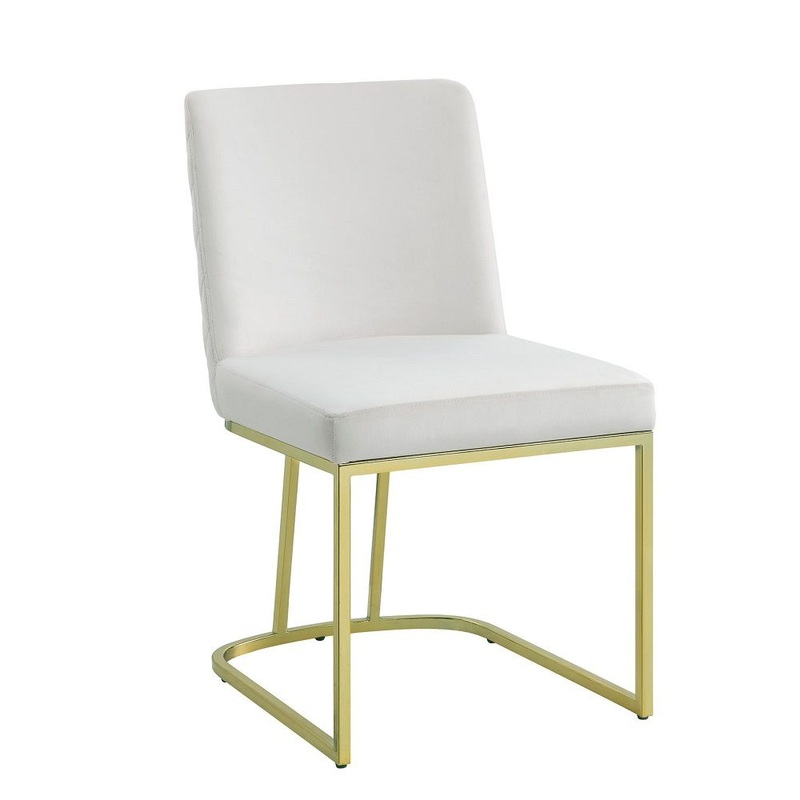 Zazie – Side Chair (Set of 2) – White Velvet & Gold
