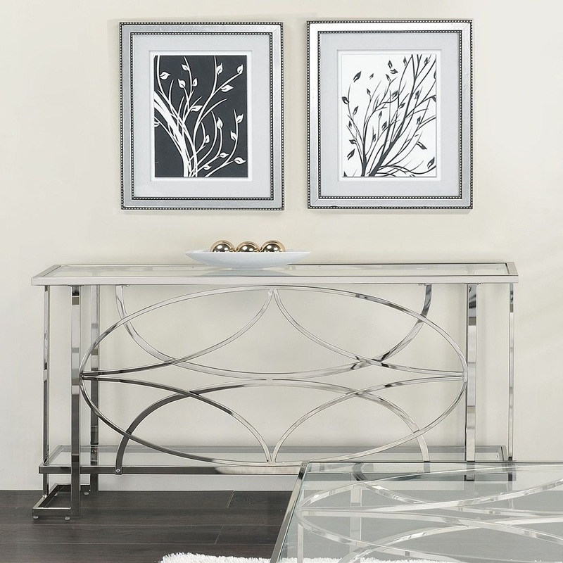 Kalan – Sofa Table – Glass & Silver