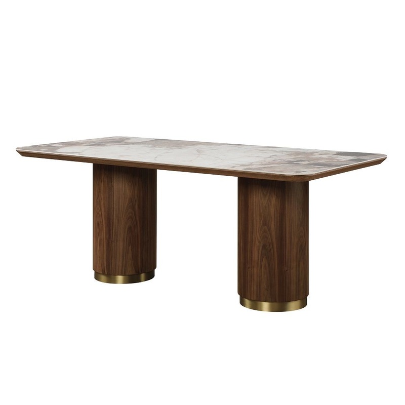 Willene – Dining Table With Ceramic Top Dark Brown