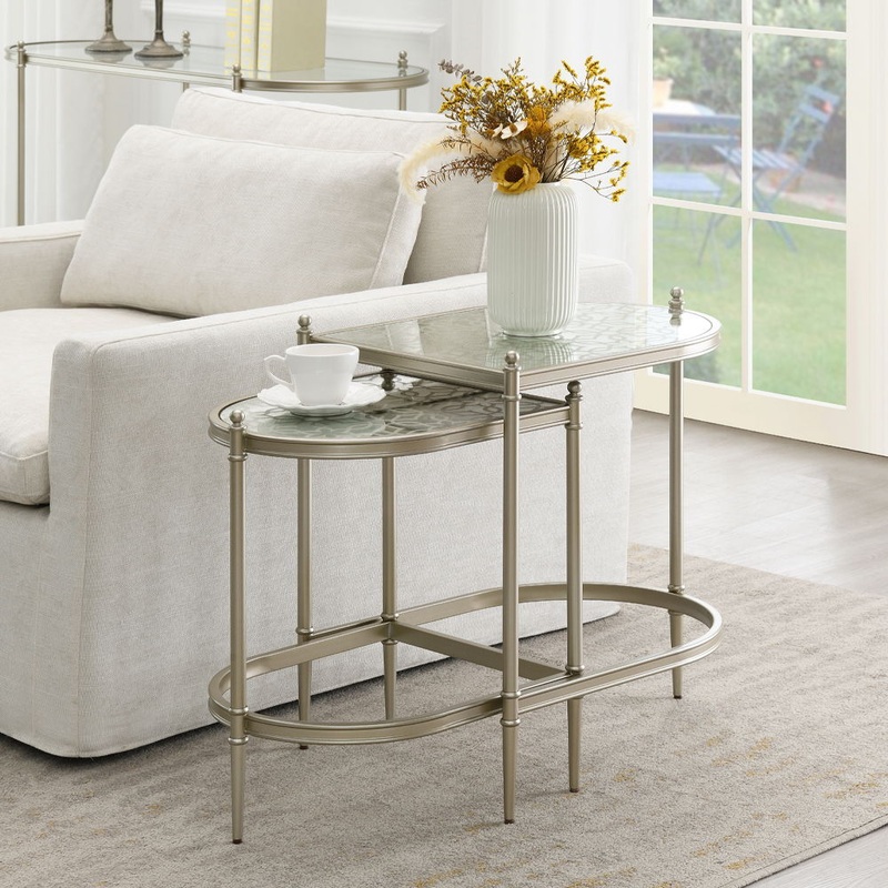 Zaba – Nesting Table – Glass Top & Silver