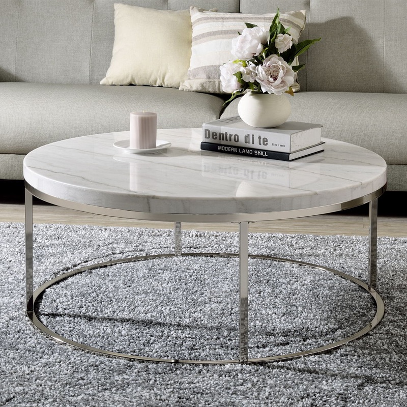 Zaidee – Coffee Table With Marble – Nickel