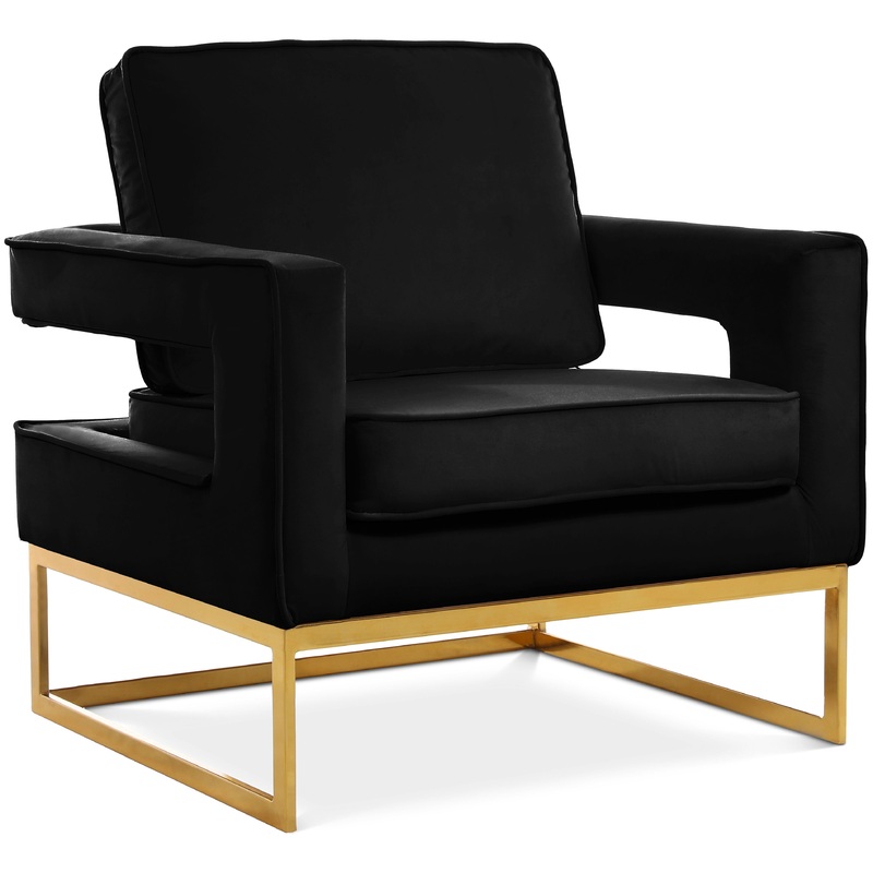 Noah – Accent Chair with Gold Legs Dark Gray