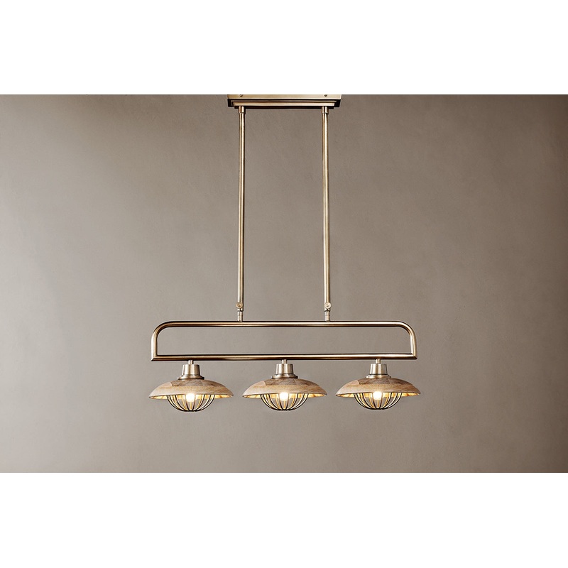 Chakai Mango Wood Pendant Lamp – Natural & Antique Brass Natural & Antique Brass