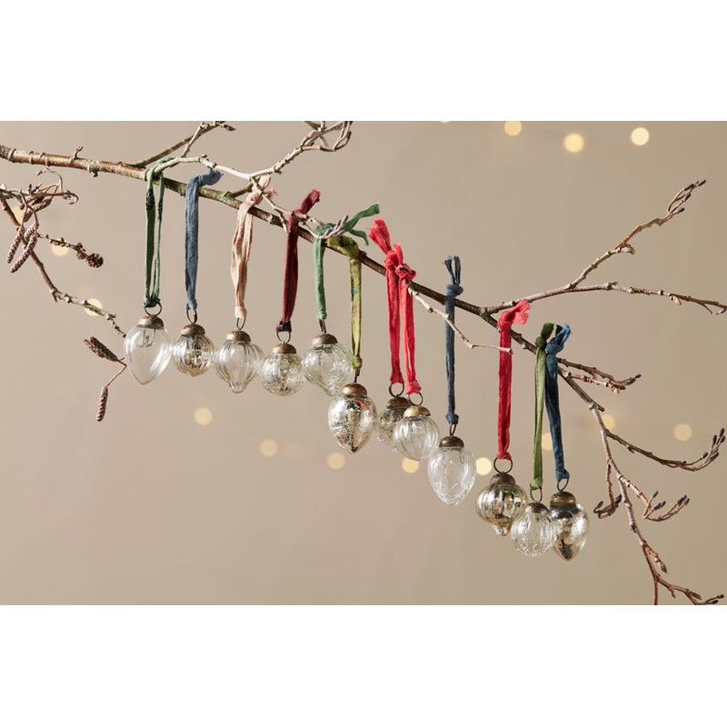 Dew Drop Baubles – Silver & Clear – (Set of 12) Silver & Clear