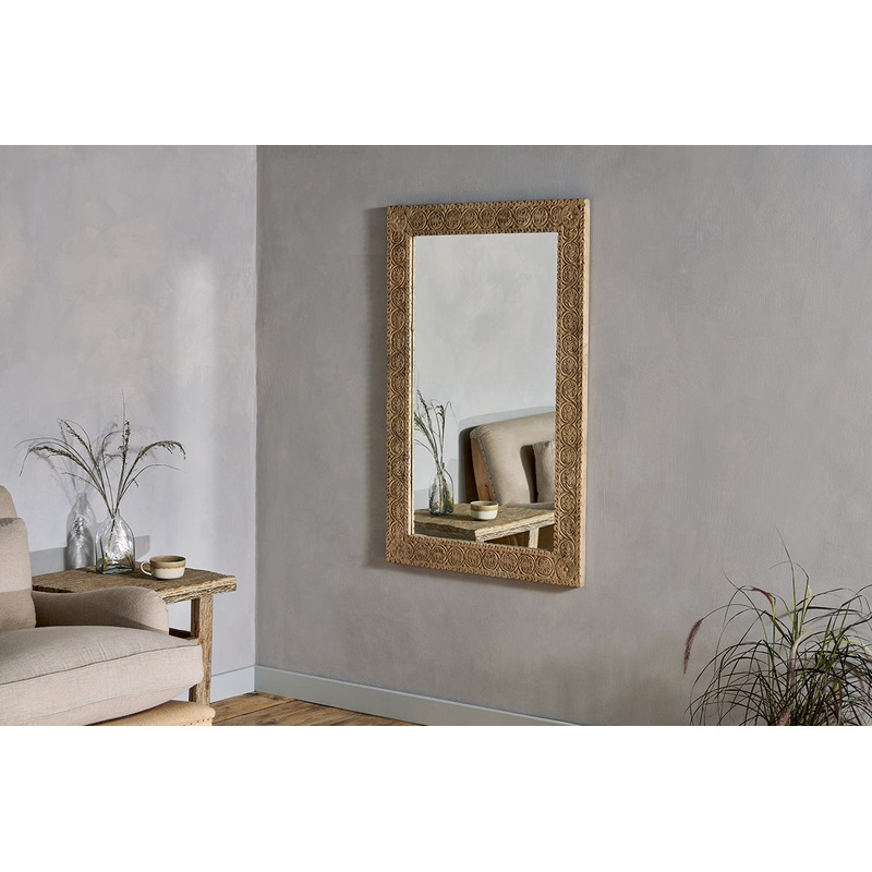 Tannir Mango Wood Carved Mirror – Natural Natural
