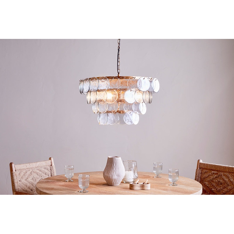 Kagitha Recycled Glass Statement Chandelier – Antique Brass & Clear Antique Brass