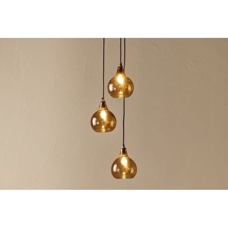 Ziva Recycled Glass Cluster Pendant –  Light Smoke Brown Tonal Red