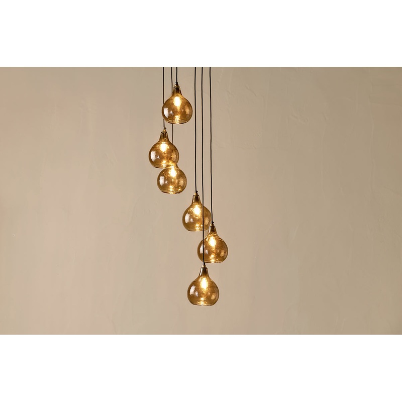 Ziva Statement Recycled Glass Cluster Pendant – Light Smoke Brown Tonal Red