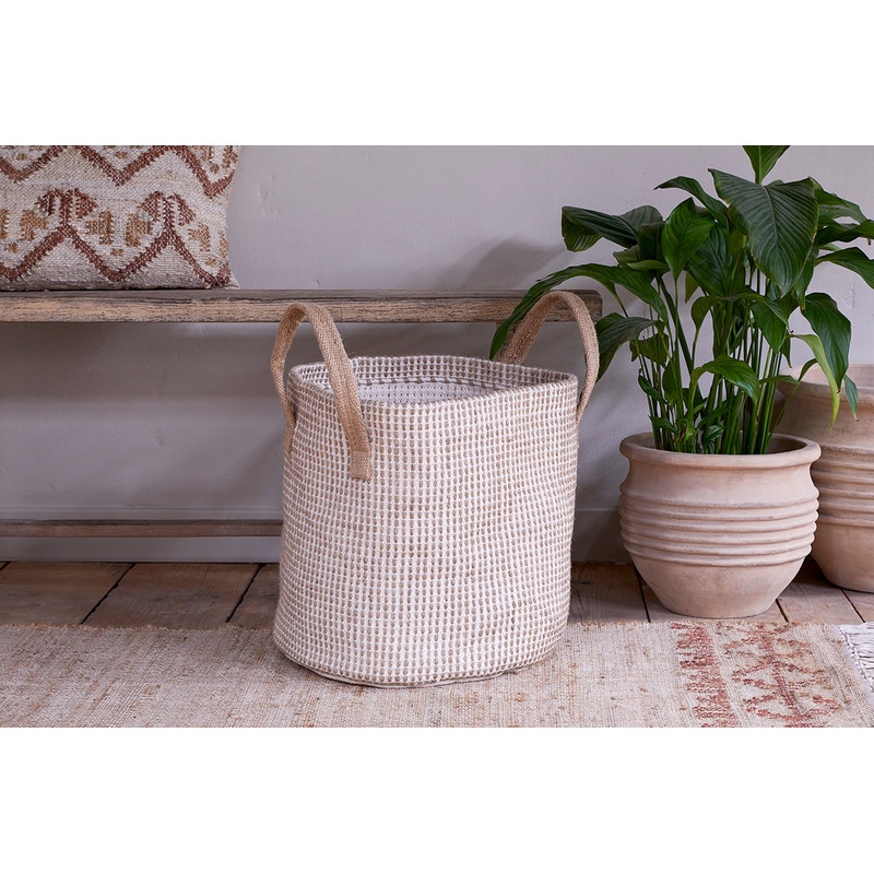 Rohia Basket – Natural & Cream Natural & Cream