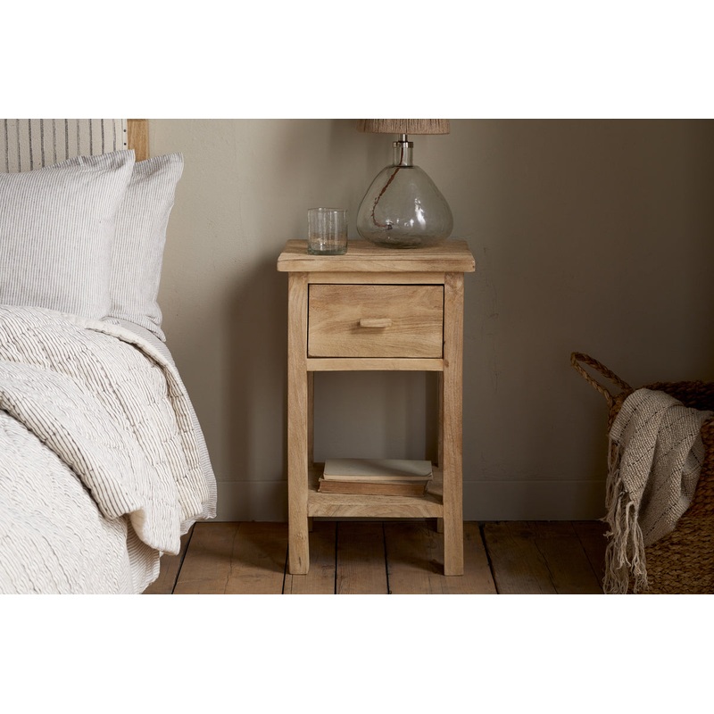 Vivan Grooved Bedside Table – Natural Natural
