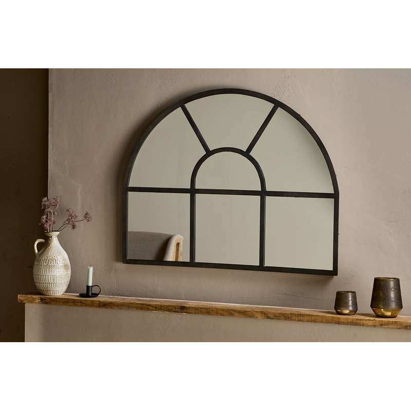 Imoma Iron Overmantle Arch Mirror Black