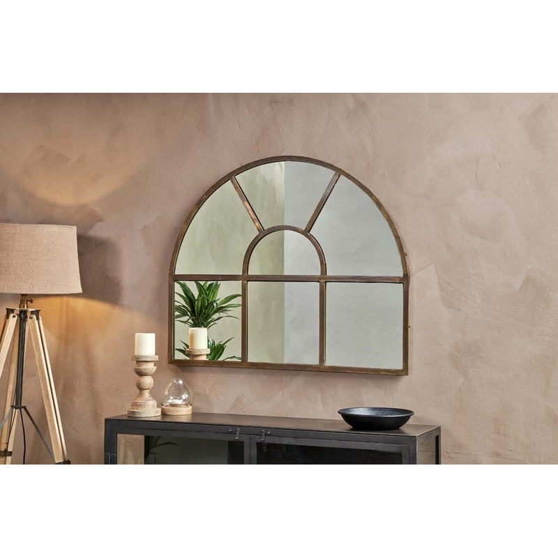 Imoma Iron Overmantel Arch Mirror – Brass Brass