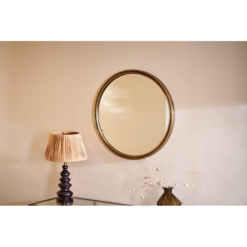 Almora Round Mirror – Small Antique Brass