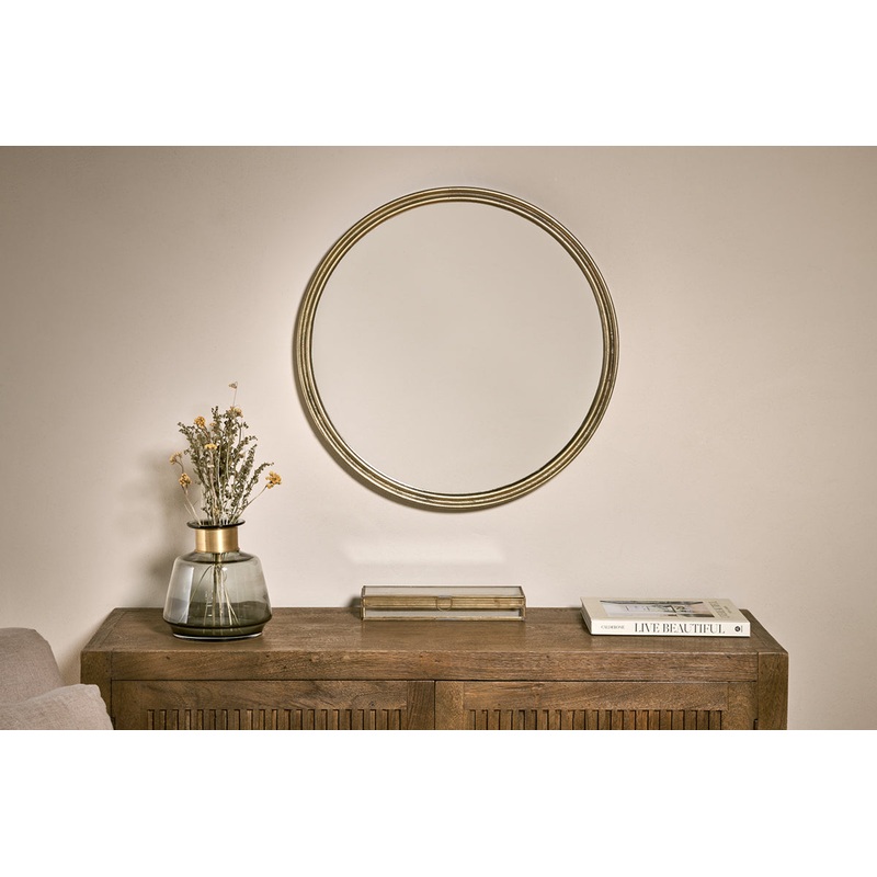 Almora Round Mirror – Small Antique Brass