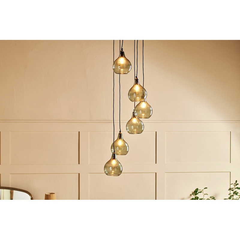 Ziva Statement Recycled Glass Cluster Pendant – Green Smoke Smoke